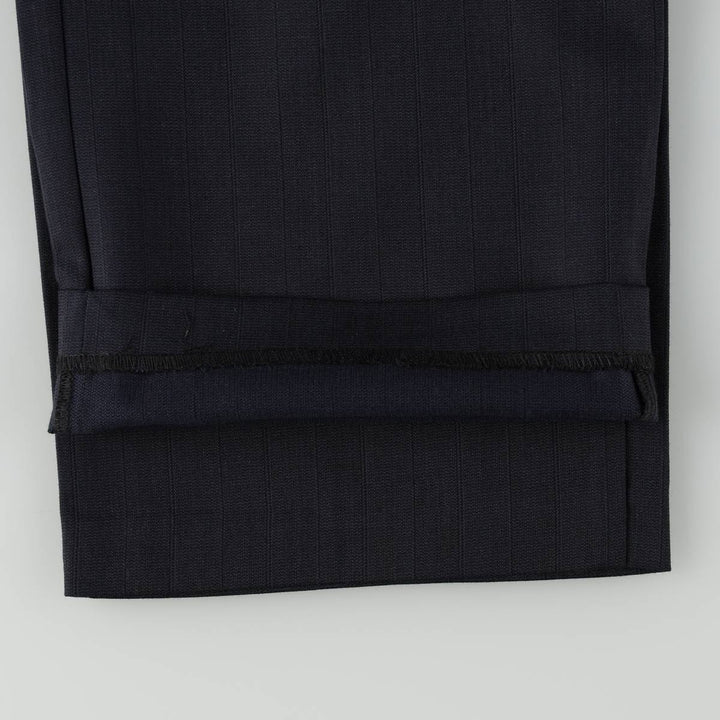 Signature Series Stripe Pattern Two-Pleat Wool Trousers/Slacks, Made in Canada, Men's W35 (approx.) wool navy blue type Vintage Second Hand