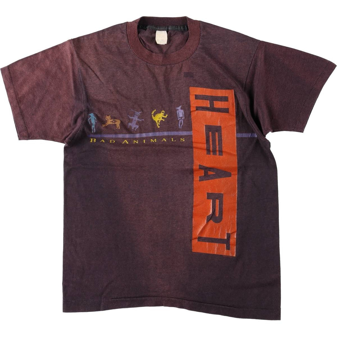 Screen Stars HEART Band T-Shirt (Men's XL equivalent) unclear brown type Vintage Second Hand