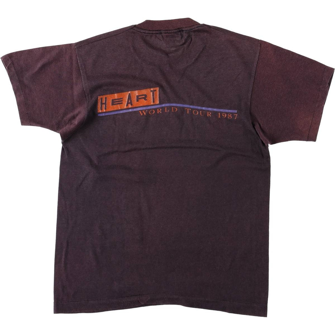 Screen Stars HEART Band T-Shirt (Men's XL equivalent) unclear brown type Vintage Second Hand
