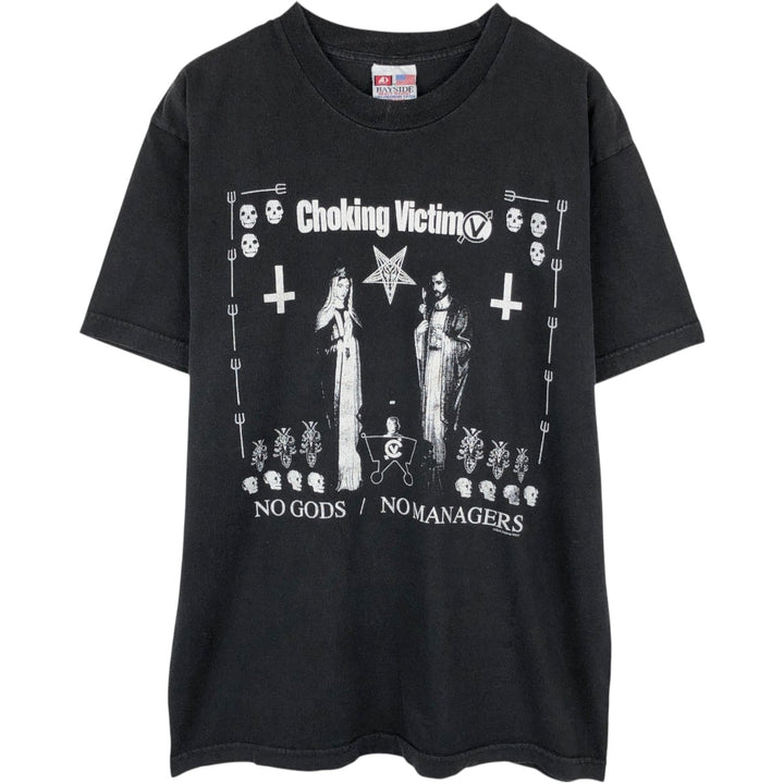 BAYSIDE Choking Victim Band T-Shirt, Made in USA, Men's Size L (approx.) cotton black type Vintage Second Hand