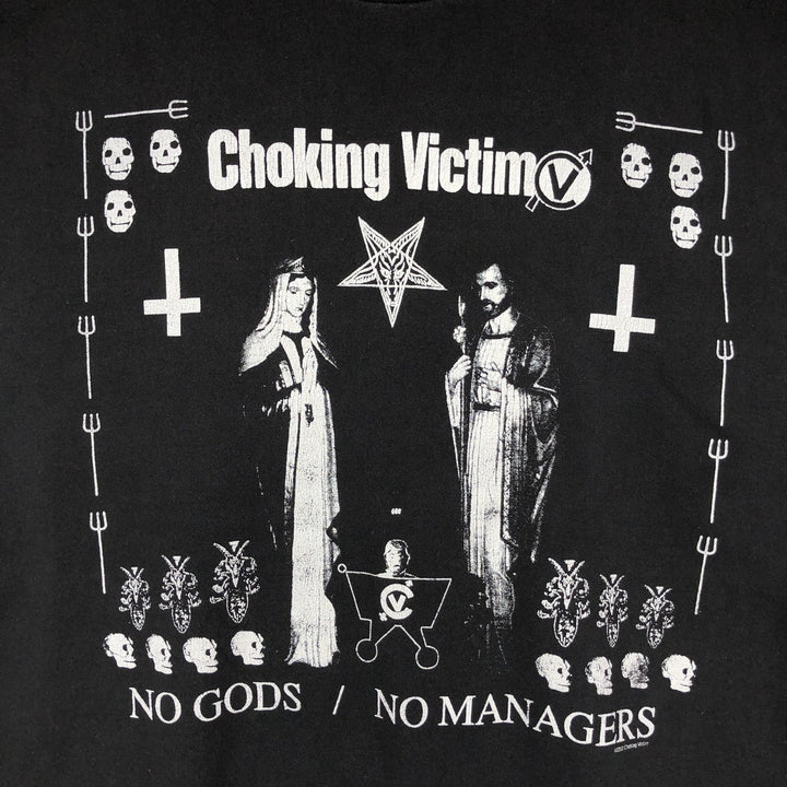 BAYSIDE Choking Victim Band T-Shirt, Made in USA, Men's Size L (approx.) cotton black type Vintage Second Hand