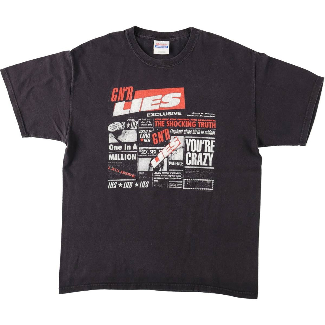 Hanes Heavyweight Guns N' Roses Band T-Shirt (Men's Size L) cotton black type Vintage Second Hand