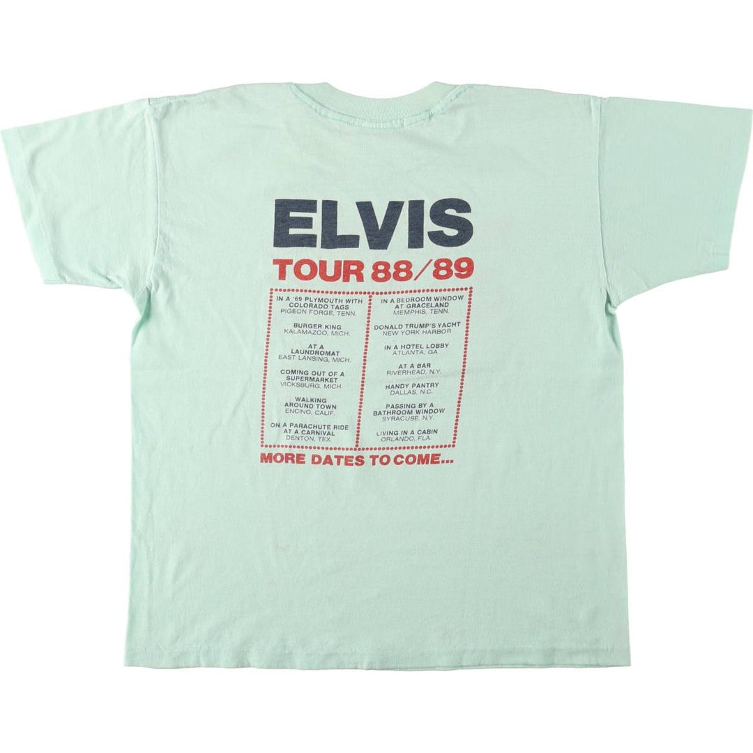 HOWARD'S ELVIS PRESLEY Elvis Presley Band T-shirt, Made in USA, Men's Size L (approx.) cotton Mint green Vintage Second Hand