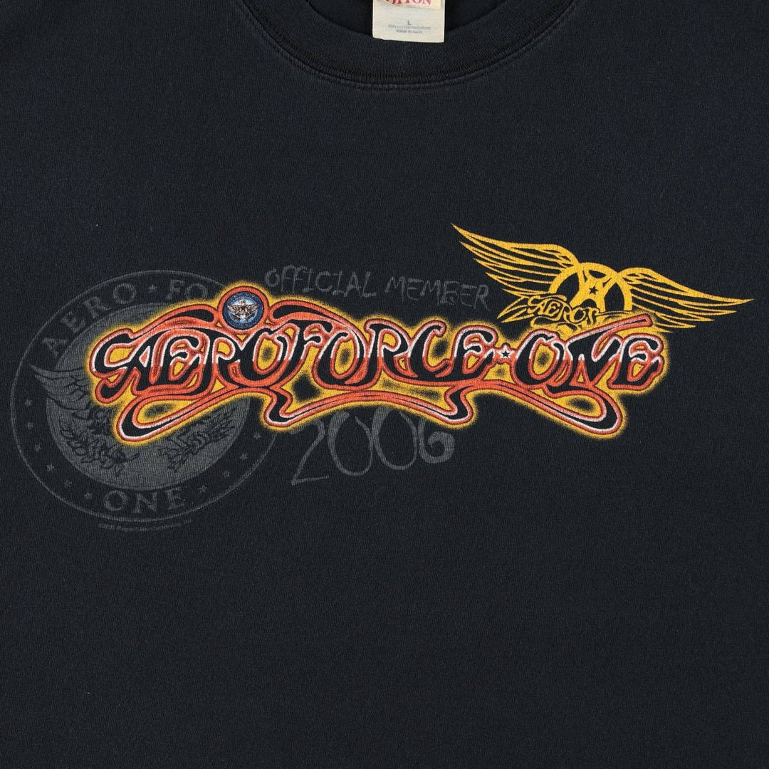 2000'S Gildan Aerosmith Band T-shirt (Men's size L) cotton black type Vintage Second Hand