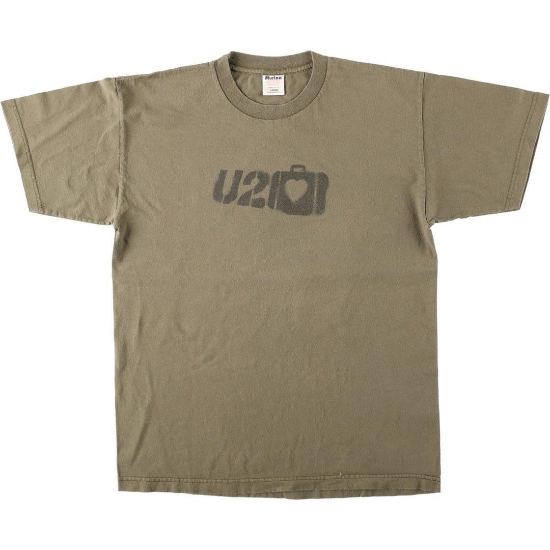 MURINA U2 Band T-shirt, Made in USA, Men's Size L cotton Khaki type Vintage Second Hand