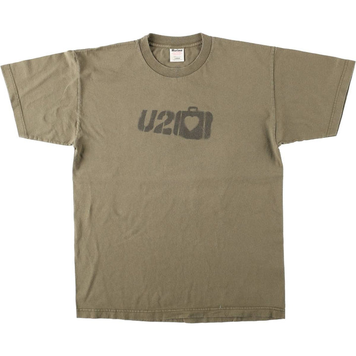MURINA U2 Band T-shirt, Made in USA, Men's Size L cotton Khaki type Vintage Second Hand