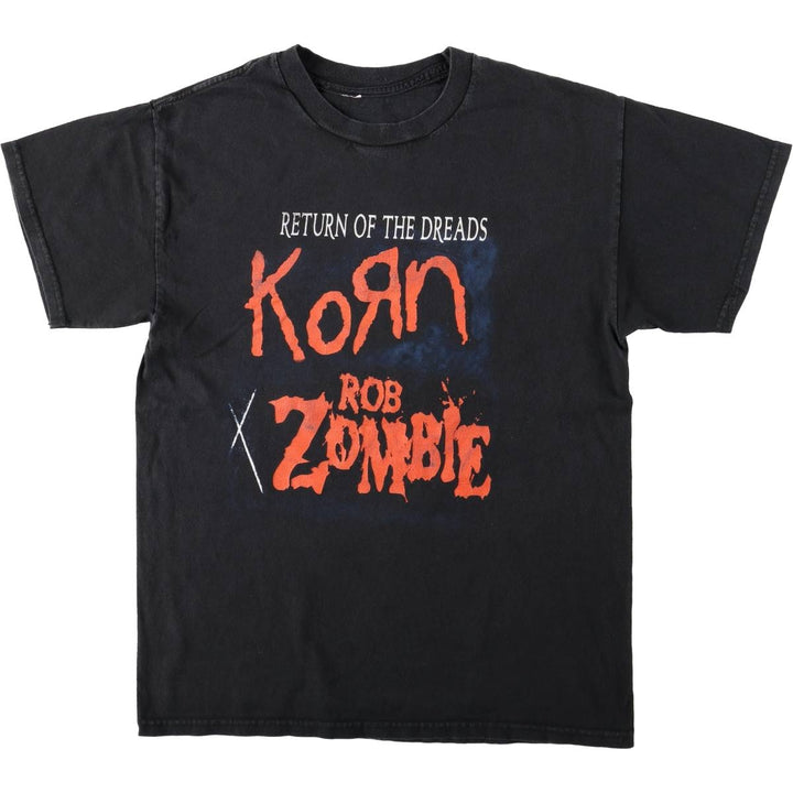 KORN Rob Zombie Band T-Shirt (Men's XL equivalent) unclear black type Vintage Second Hand