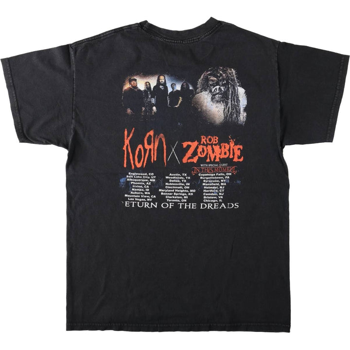 KORN Rob Zombie Band T-Shirt (Men's XL equivalent) unclear black type Vintage Second Hand