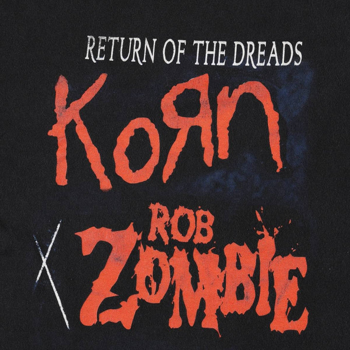 KORN Rob Zombie Band T-Shirt (Men's XL equivalent) unclear black type Vintage Second Hand
