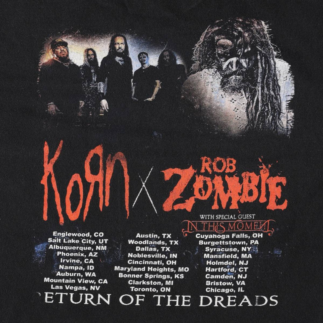 KORN Rob Zombie Band T-Shirt (Men's XL equivalent) unclear black type Vintage Second Hand