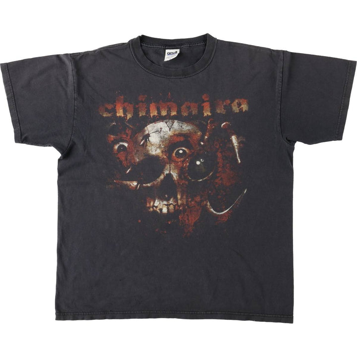 Anvil CHIMAIRA Skull Pattern Band T-Shirt (Men's Size L) cotton black type Vintage Second Hand