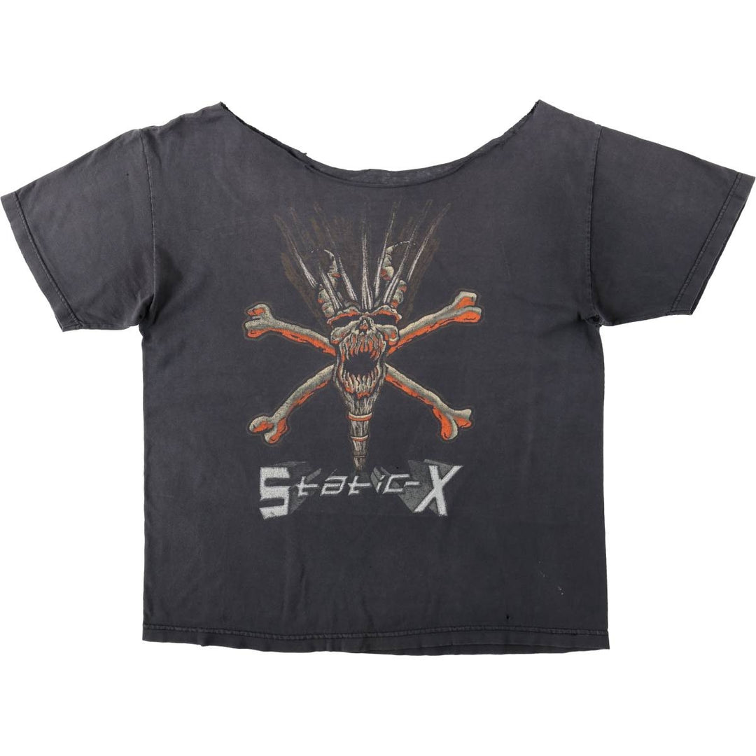 STATIC-X Skull Pattern Band T-Shirt (Men's XL equivalent) unclear black type Vintage Second Hand