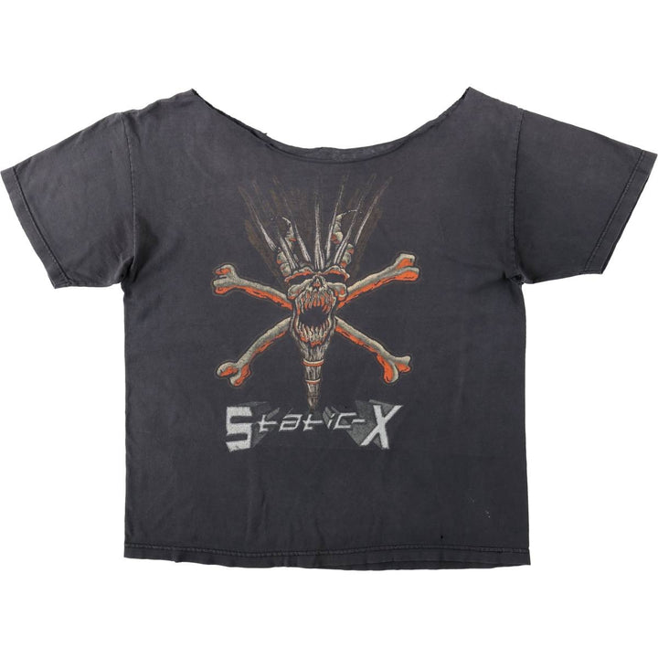 STATIC-X Skull Pattern Band T-Shirt (Men's XL equivalent) unclear black type Vintage Second Hand