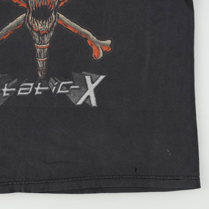 STATIC-X Skull Pattern Band T-Shirt (Men's XL equivalent) unclear black type Vintage Second Hand