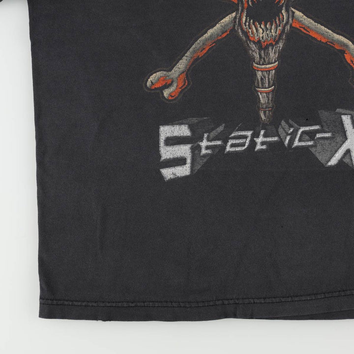 STATIC-X Skull Pattern Band T-Shirt (Men's XL equivalent) unclear black type Vintage Second Hand