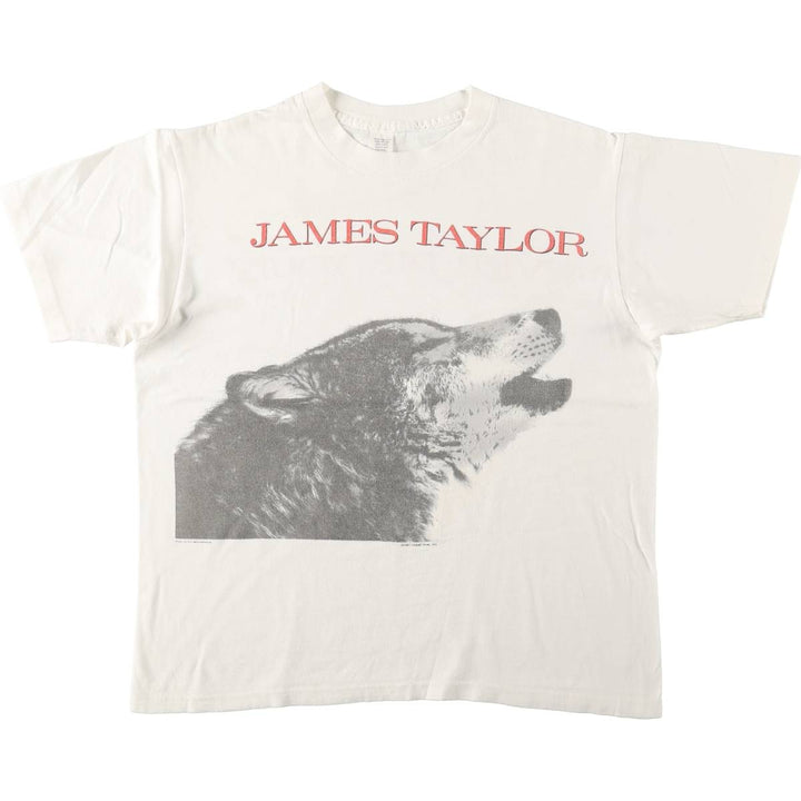 80'S James Taylor Band T-shirt, Made in USA, Men's XL equivalent. cotton white type Vintage Second Hand