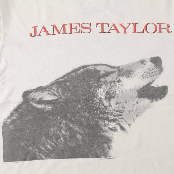 80'S James Taylor Band T-shirt, Made in USA, Men's XL equivalent. cotton white type Vintage Second Hand