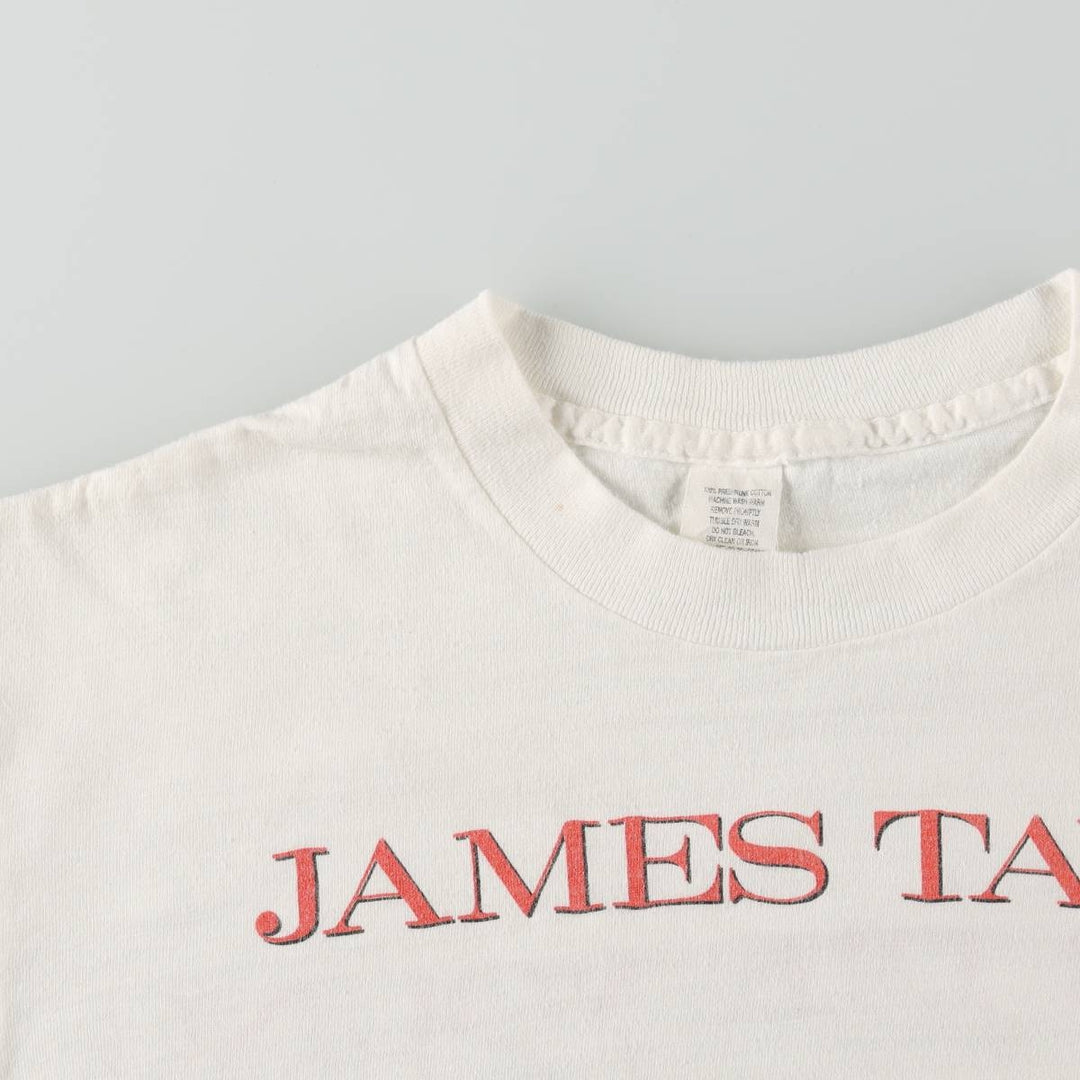 80'S James Taylor Band T-shirt, Made in USA, Men's XL equivalent. cotton white type Vintage Second Hand