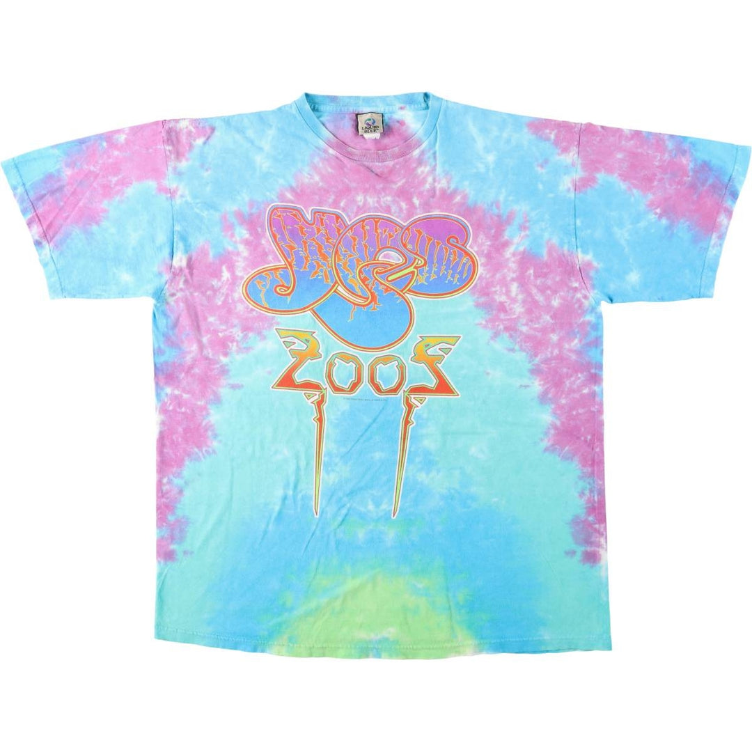 2000'S Liquid Blue YES Tie-Dye Pattern Band T-Shirt (Men's XL equivalent) unclear Blue type light blue Vintage Second Hand
