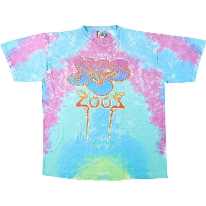 2000'S Liquid Blue YES Tie-Dye Pattern Band T-Shirt (Men's XL equivalent) unclear Blue type light blue Vintage Second Hand
