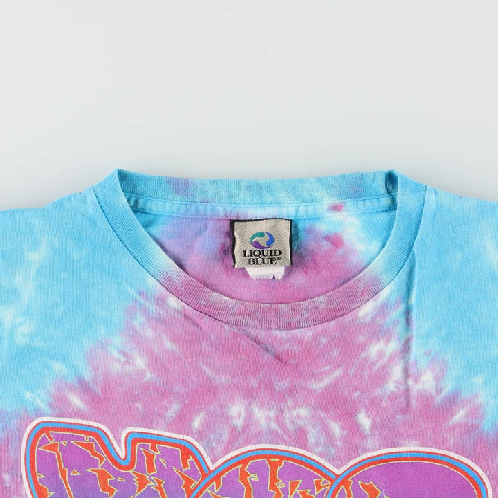 2000'S Liquid Blue YES Tie-Dye Pattern Band T-Shirt (Men's XL equivalent) unclear Blue type light blue Vintage Second Hand