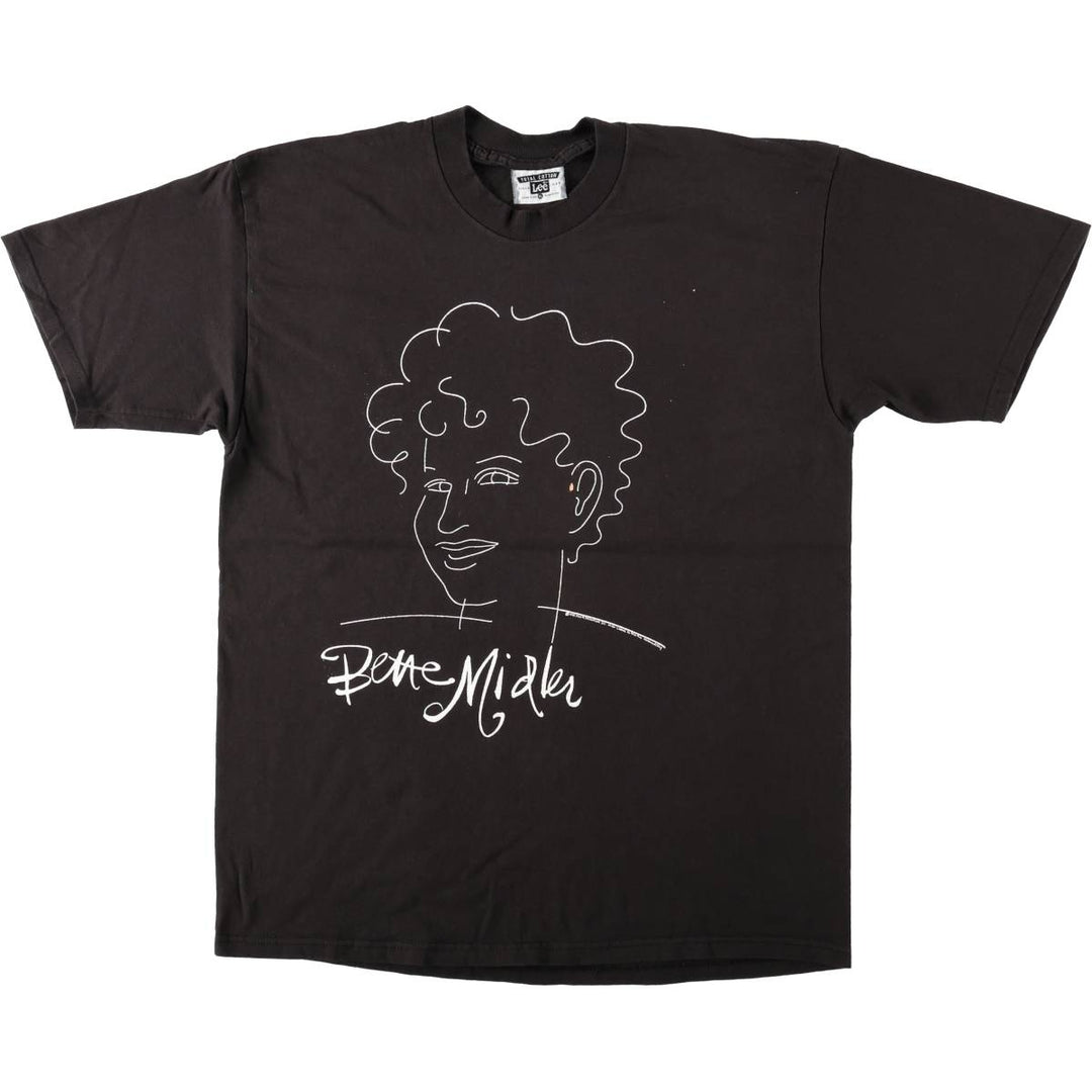 90'S Lee Bette Midler Band T-Shirt, Made in USA, Men's XL equivalent, Vintage cotton black type Vintage Second Hand