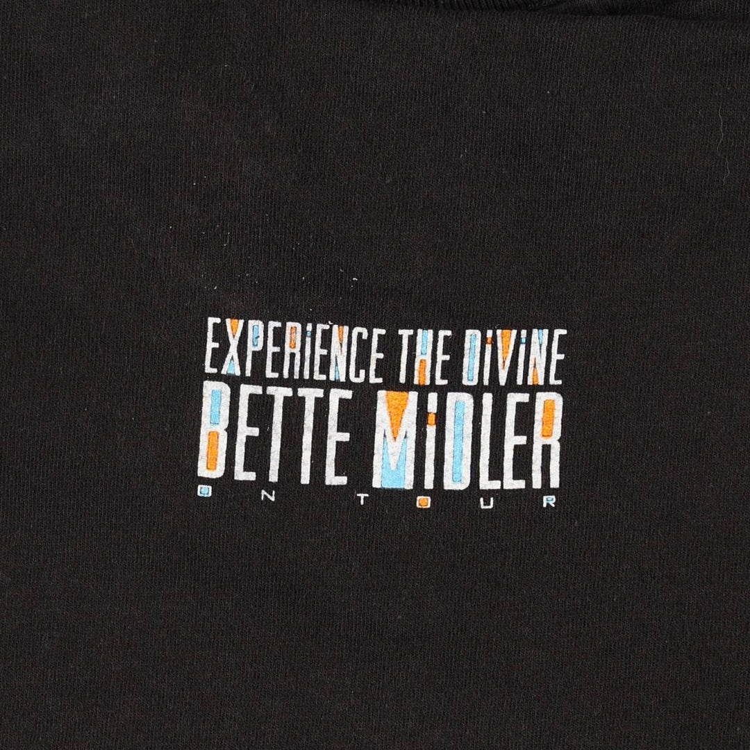 90'S Lee Bette Midler Band T-Shirt, Made in USA, Men's XL equivalent, Vintage cotton black type Vintage Second Hand