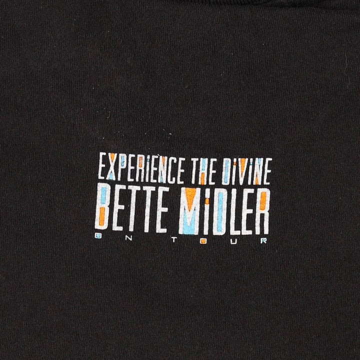 90'S Lee Bette Midler Band T-Shirt, Made in USA, Men's XL equivalent, Vintage cotton black type Vintage Second Hand
