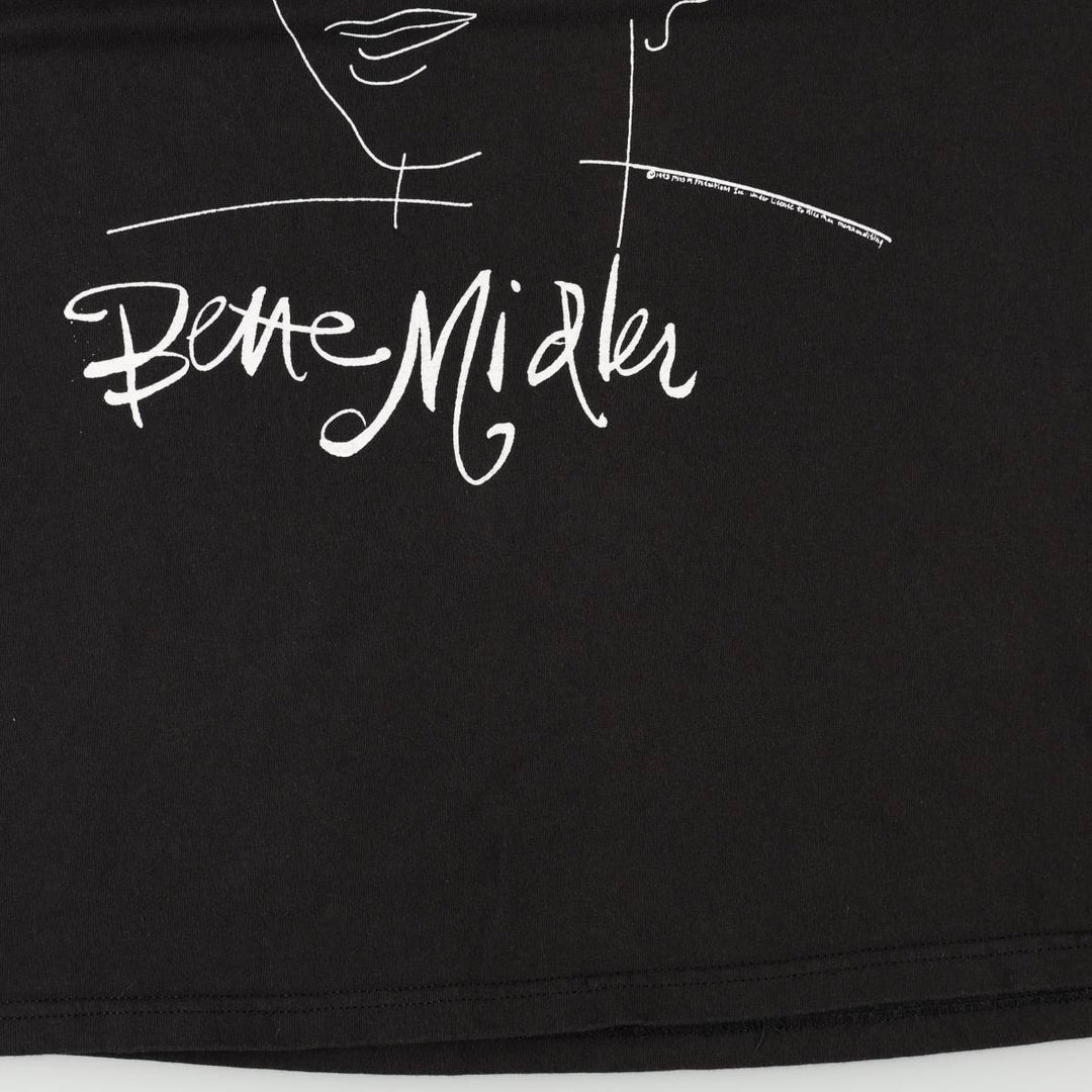 90'S Lee Bette Midler Band T-Shirt, Made in USA, Men's XL equivalent, Vintage cotton black type Vintage Second Hand
