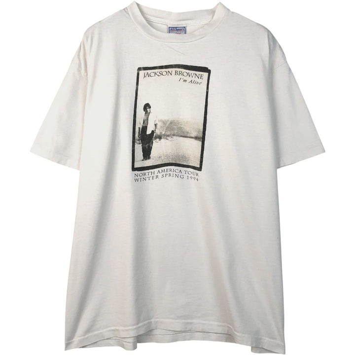All Sport Jackson Browne Band T-Shirt, Made in USA, Men's XL equivalent. cotton white type Vintage Second Hand
