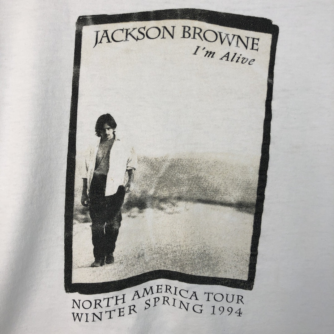 All Sport Jackson Browne Band T-Shirt, Made in USA, Men's XL equivalent. cotton white type Vintage Second Hand