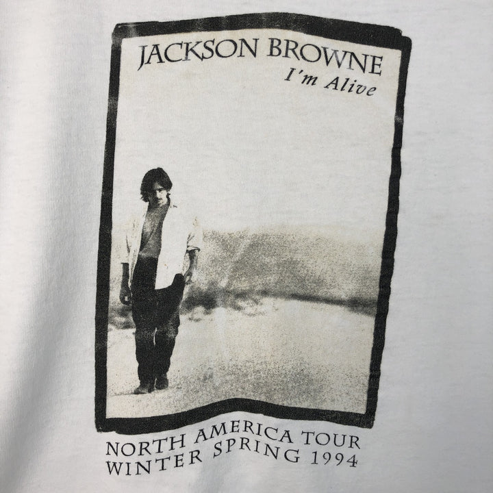 All Sport Jackson Browne Band T-Shirt, Made in USA, Men's XL equivalent. cotton white type Vintage Second Hand