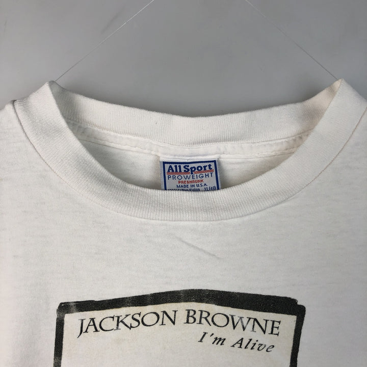 All Sport Jackson Browne Band T-Shirt, Made in USA, Men's XL equivalent. cotton white type Vintage Second Hand