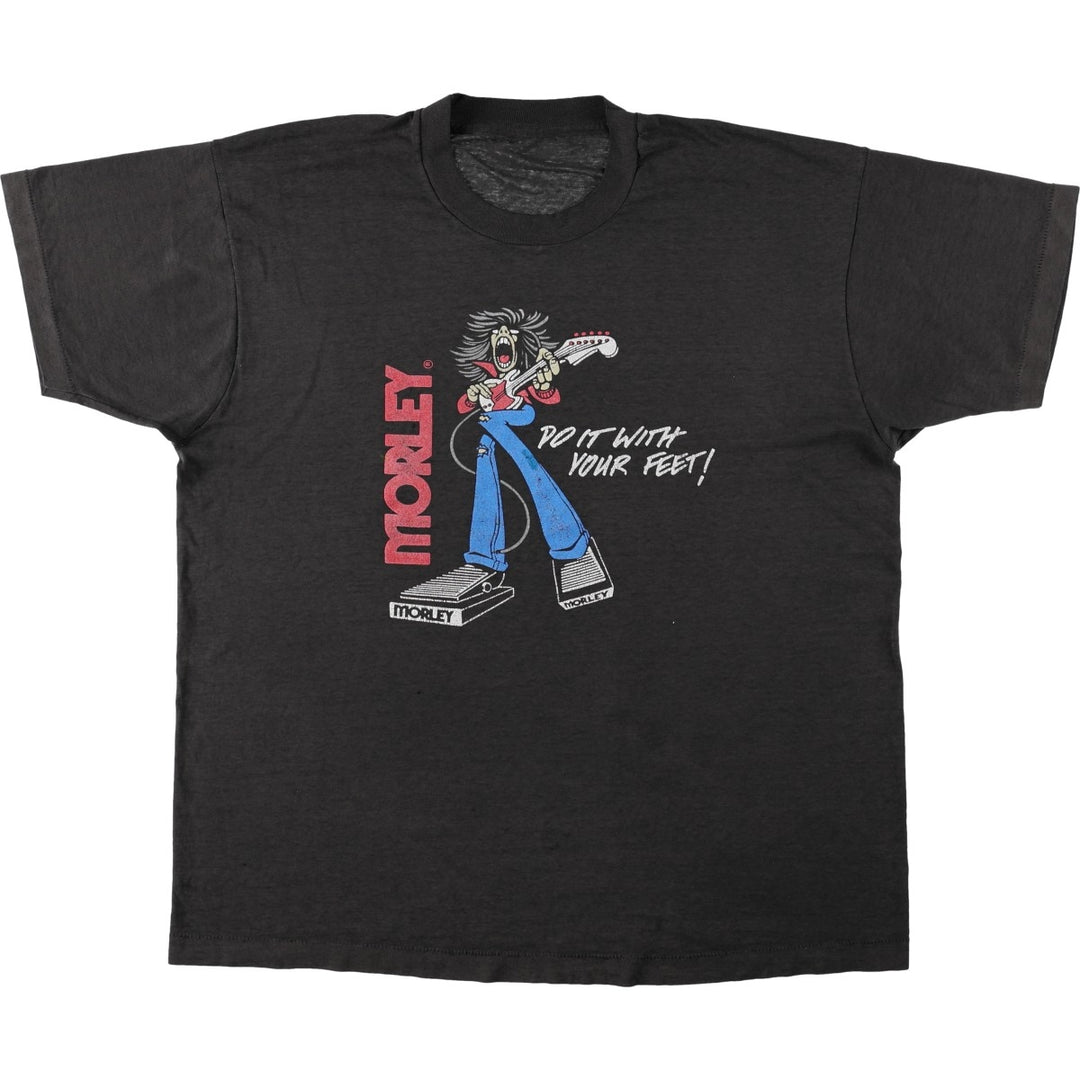 ~90'S MORLEY advertising T-shirt, men's size XL equivalent, vintage. unclear black type Vintage Second Hand
