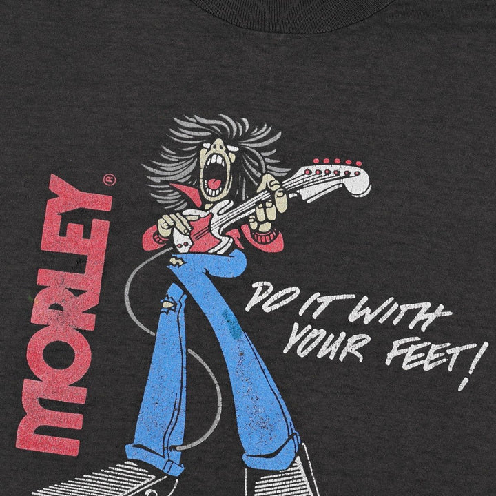 ~90'S MORLEY advertising T-shirt, men's size XL equivalent, vintage. unclear black type Vintage Second Hand