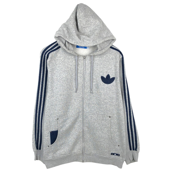 Adidas Originals Full-Zip Hoodie, Men's Size L cotton gray type Vintage Second Hand