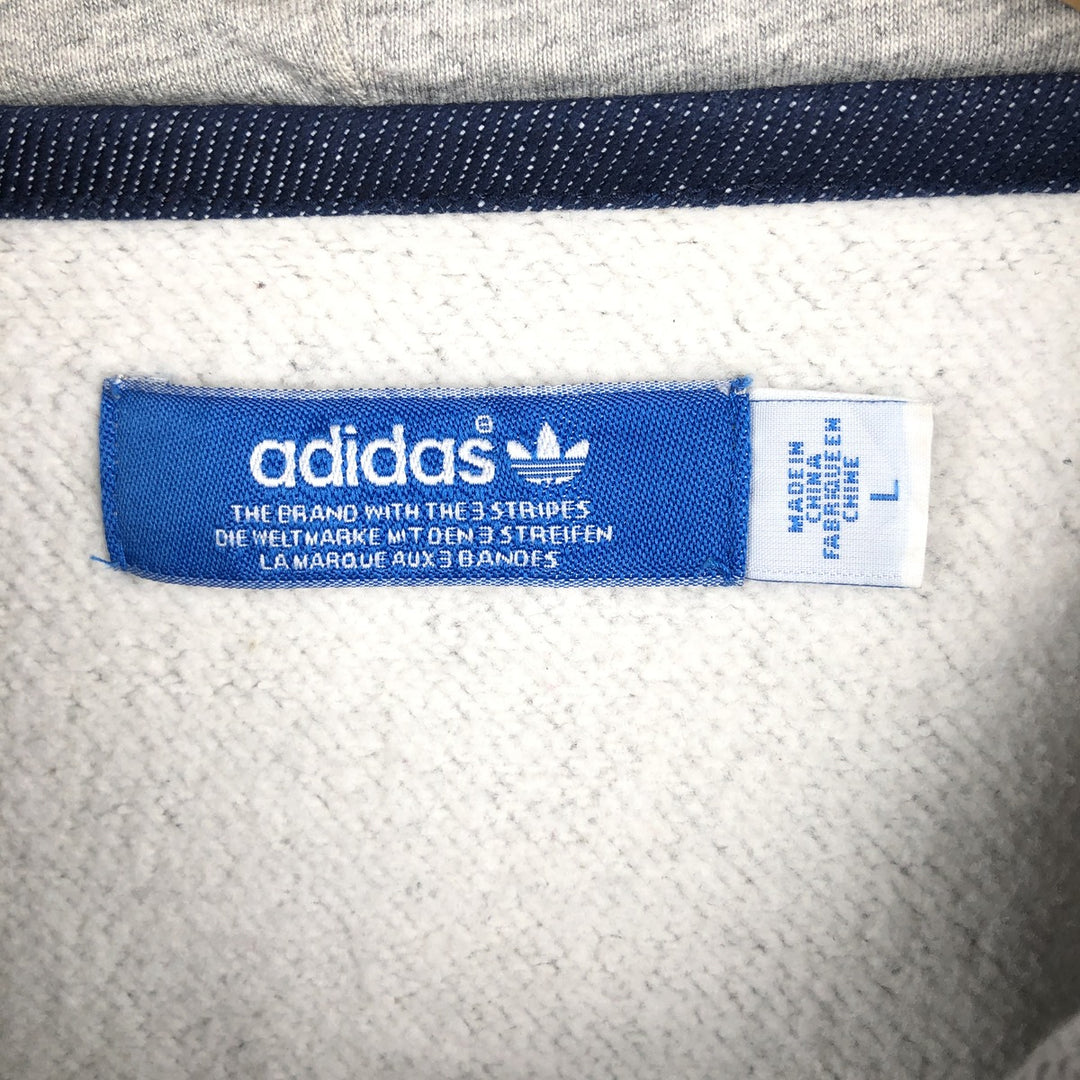 Adidas Originals Full-Zip Hoodie, Men's Size L cotton gray type Vintage Second Hand