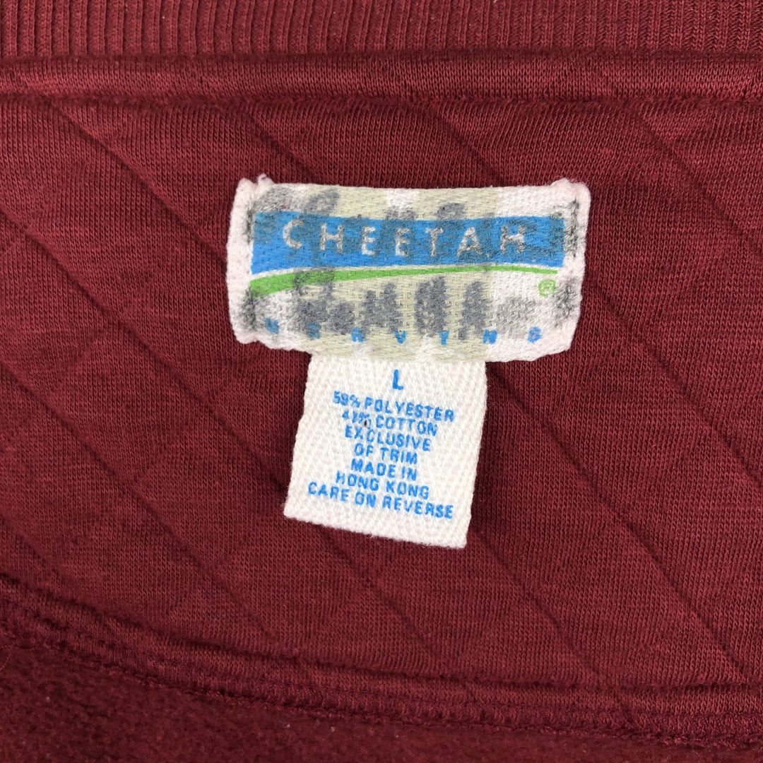 90'S CHEETAH Full-Zip Sweatshirt, Men's Size L (Equivalent), Vintage polyester burgundy type Vintage Second Hand