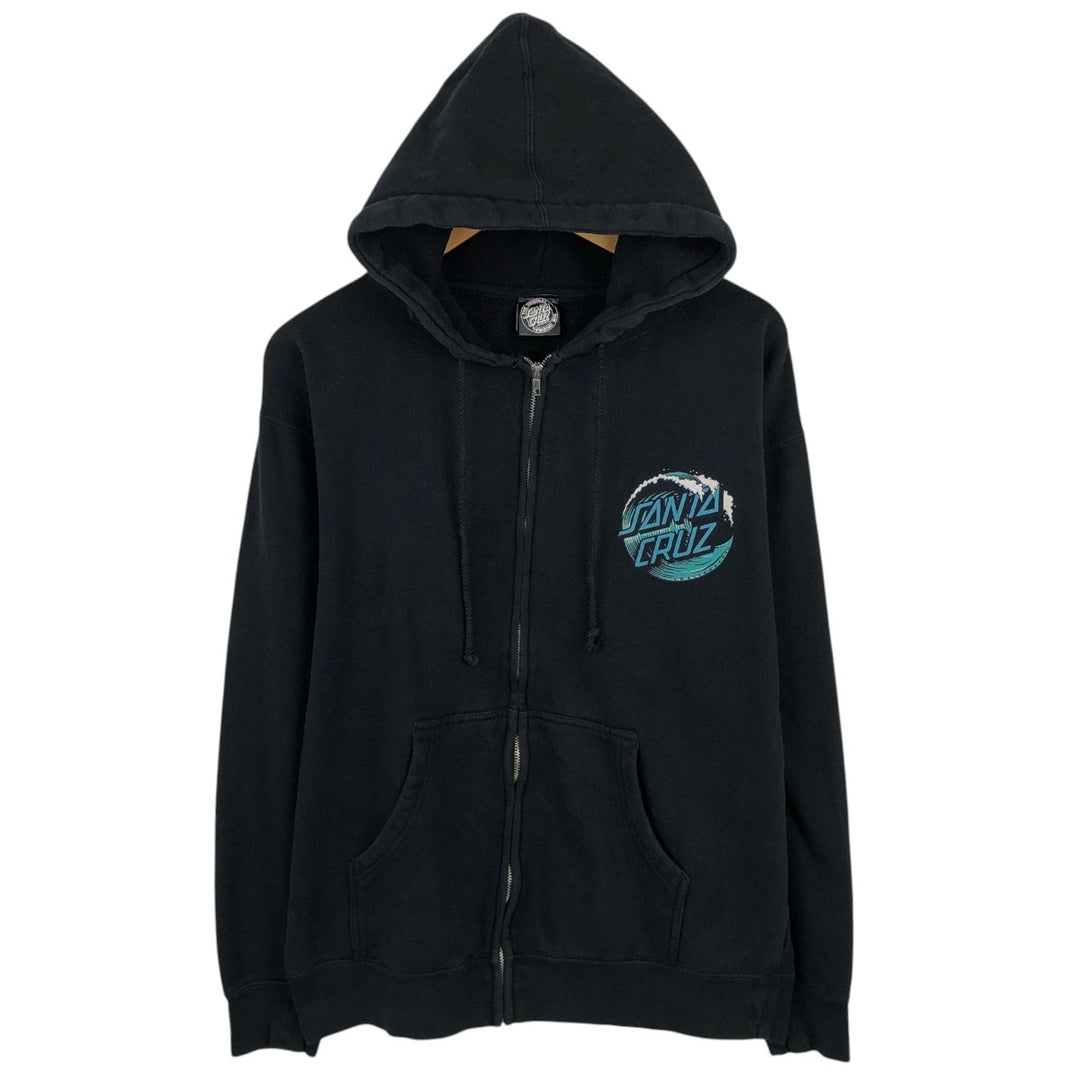 Santa Cruz SANTA CRUZ Back Logo Sweat Full-Zip Hoodie Men's Size L (approx.) cotton black type Vintage Second Hand
