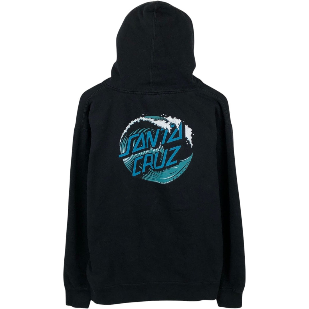 Santa Cruz SANTA CRUZ Back Logo Sweat Full-Zip Hoodie Men's Size L (approx.) cotton black type Vintage Second Hand