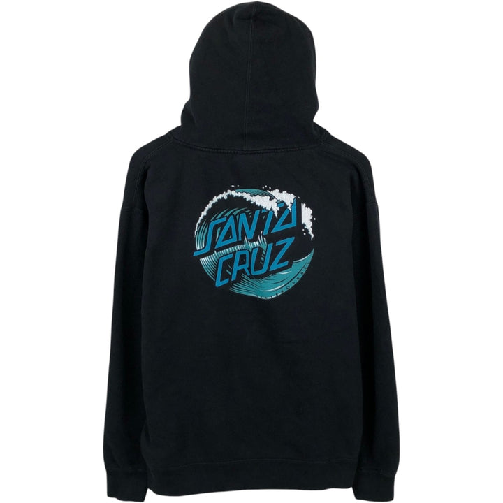Santa Cruz SANTA CRUZ Back Logo Sweat Full-Zip Hoodie Men's Size L (approx.) cotton black type Vintage Second Hand