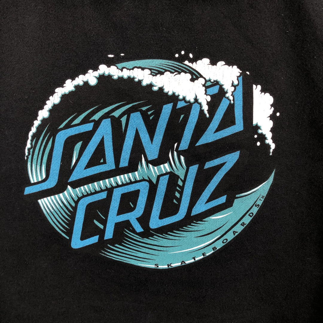Santa Cruz SANTA CRUZ Back Logo Sweat Full-Zip Hoodie Men's Size L (approx.) cotton black type Vintage Second Hand