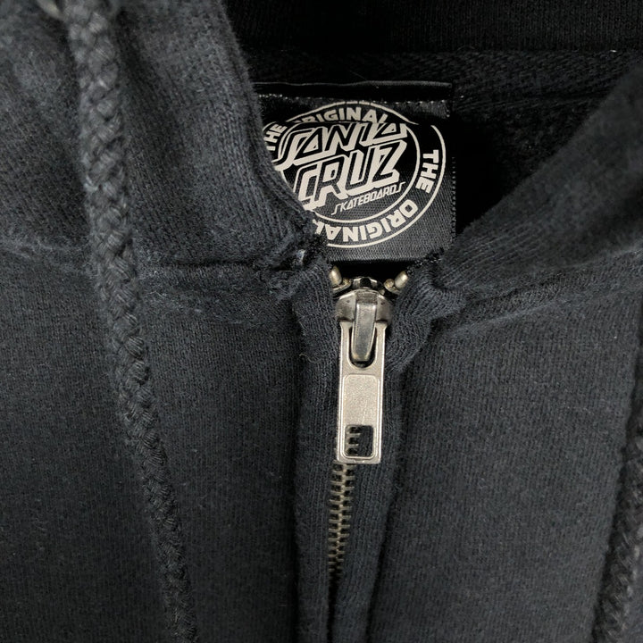 Santa Cruz SANTA CRUZ Back Logo Sweat Full-Zip Hoodie Men's Size L (approx.) cotton black type Vintage Second Hand