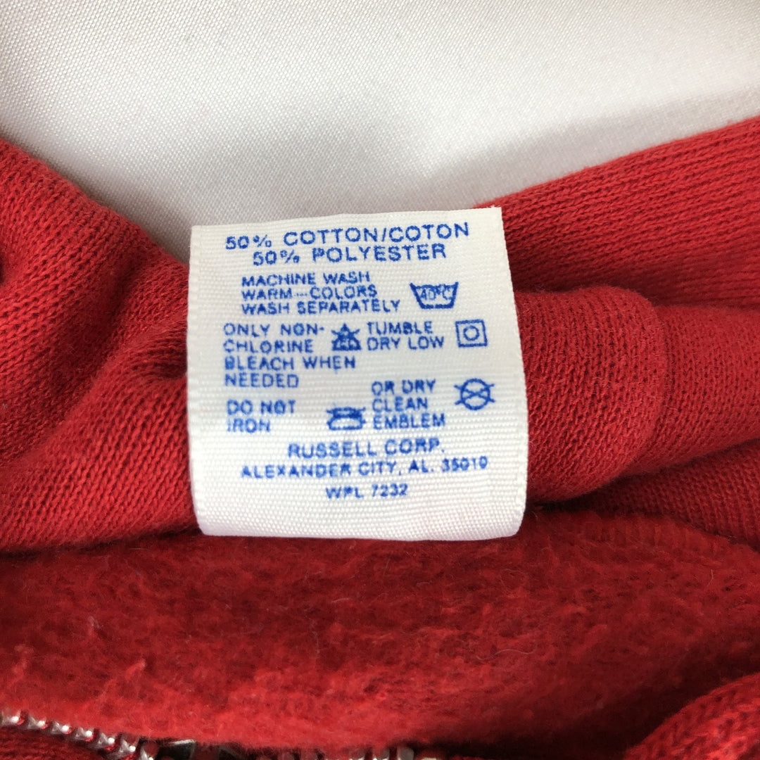 80s-90'S Jerzees College Sweat Full-Zip Hoodie, Made in USA, Men's Size L (Equivalent), Vintage cotton red type Vintage Second Hand