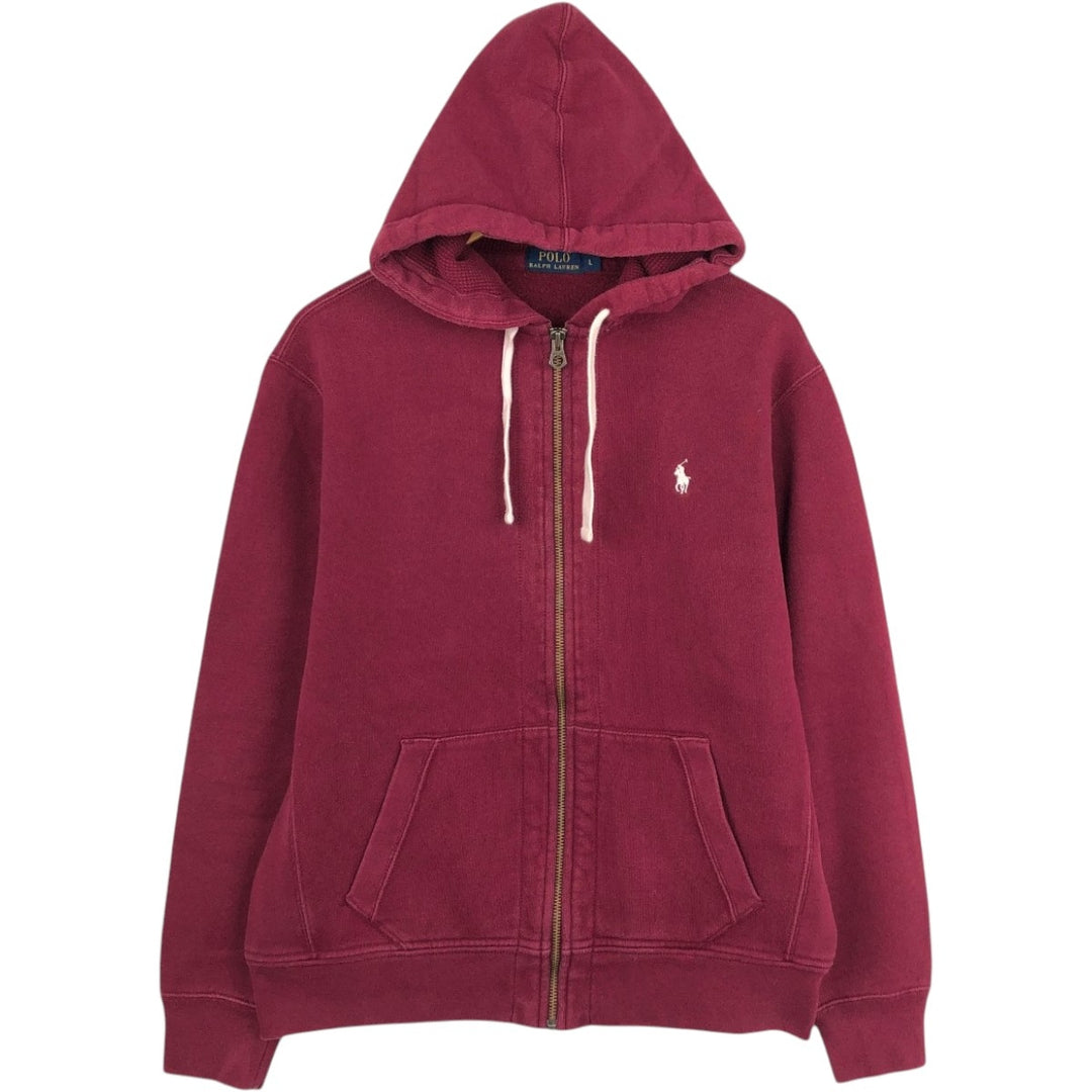 Ralph Lauren POLO RALPH LAUREN Sweat Full Zip Hoodie Men's L size cotton burgundy type Vintage Second Hand