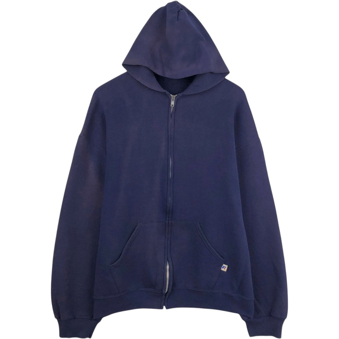 Russell Athletic Sweat Full-Zip Hoodie, Men's Size L (approx.) cotton navy blue type Vintage Second Hand