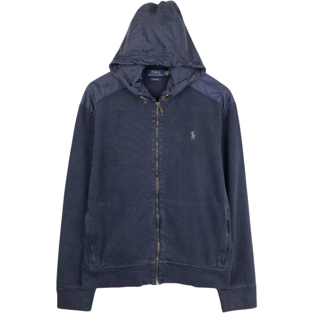 Ralph Lauren POLO RALPH LAUREN ESTATE RIB Sweat Full-Zip Hoodie, Men's Size L (approx.) cotton navy blue type Vintage Second Hand