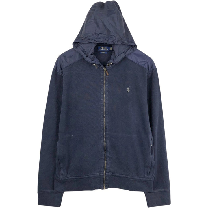 Ralph Lauren POLO RALPH LAUREN ESTATE RIB Sweat Full-Zip Hoodie, Men's Size L (approx.) cotton navy blue type Vintage Second Hand