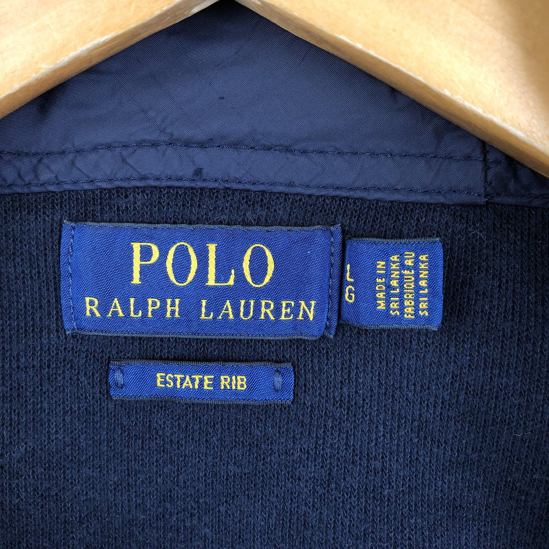 Ralph Lauren POLO RALPH LAUREN ESTATE RIB Sweat Full-Zip Hoodie, Men's Size L (approx.) cotton navy blue type Vintage Second Hand