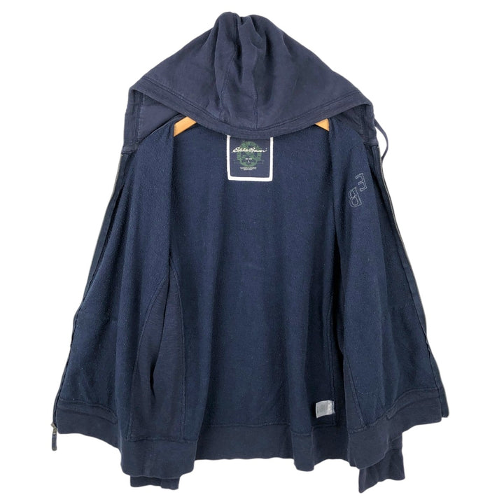 Eddie Bauer Sweatshirt Full Zip Hoodie, Men's Size L cotton navy blue type Vintage Second Hand